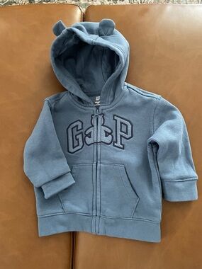 GAP Toddler Blue Hooded Zip Sweatshirt with Ear Details